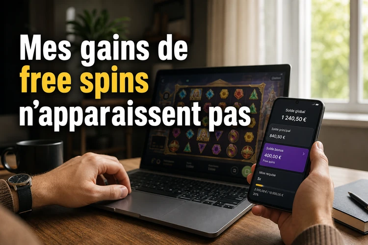 Mes gains issus des free spins n'apparaissent pas